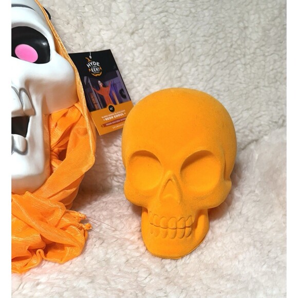 Hyde & EEK! Skeleton Ghoul & Skull Halloween Prop Decoration 5'5 Neon Orange NEW - Picture 5 of 6